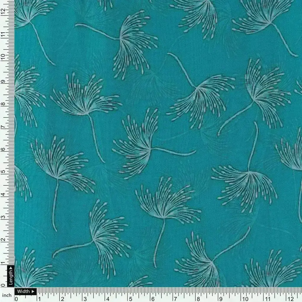 White Floating Flower Digital Printed Fabric - Pure Georgette - Image 4