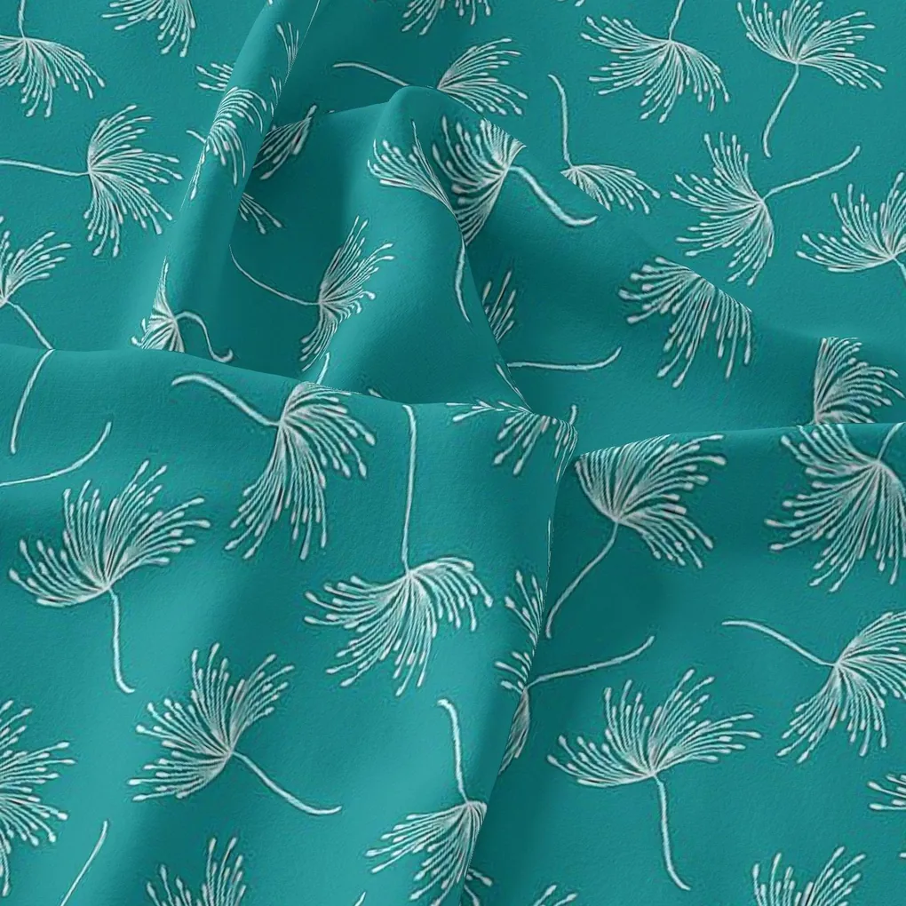 White Floating Flower Digital Printed Fabric - Rayon - Image 3