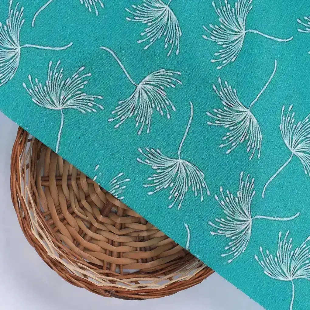 White Floating Flower Digital Printed Fabric - Crepe - Image 2