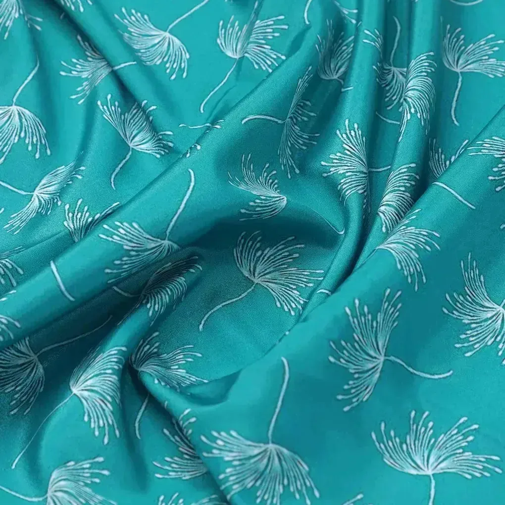 White Floating Flower Digital Printed Fabric - Crepe - Image 3