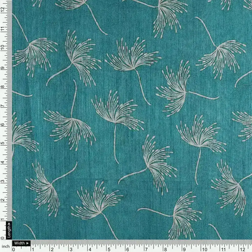 White Floating Flower Digital Printed Fabric - Tusser Silk - Image 4