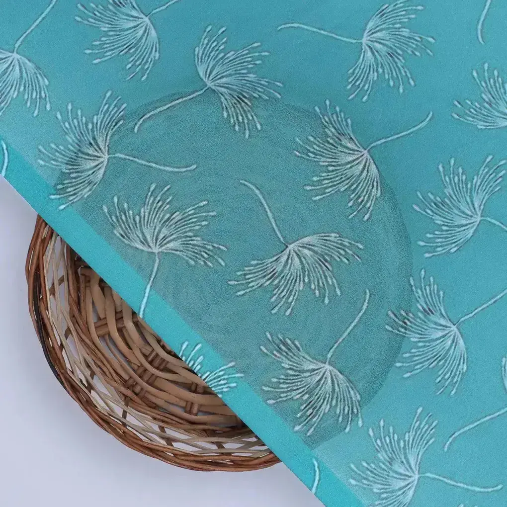 White Floating Flower Digital Printed Fabric - Weightless - Image 2