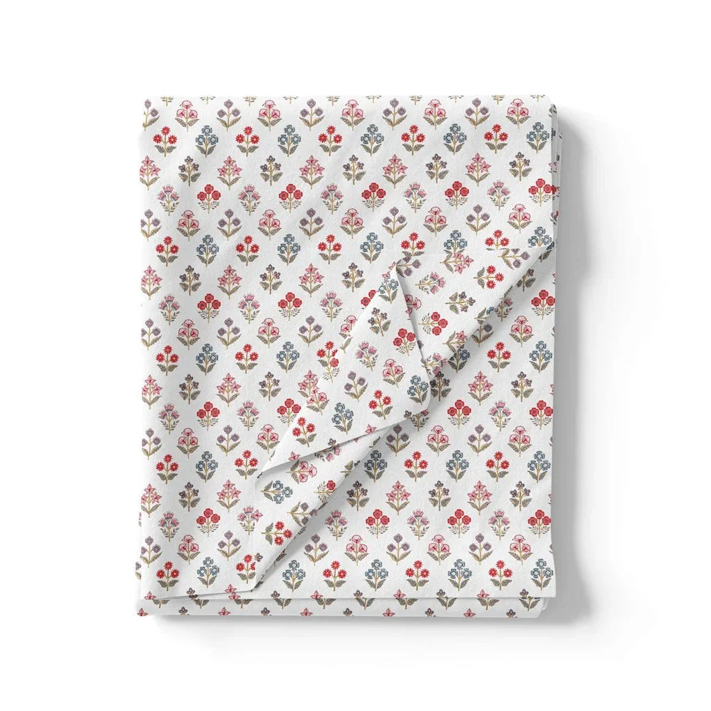 White Floral Pashmina Printed Fabric - Image 3