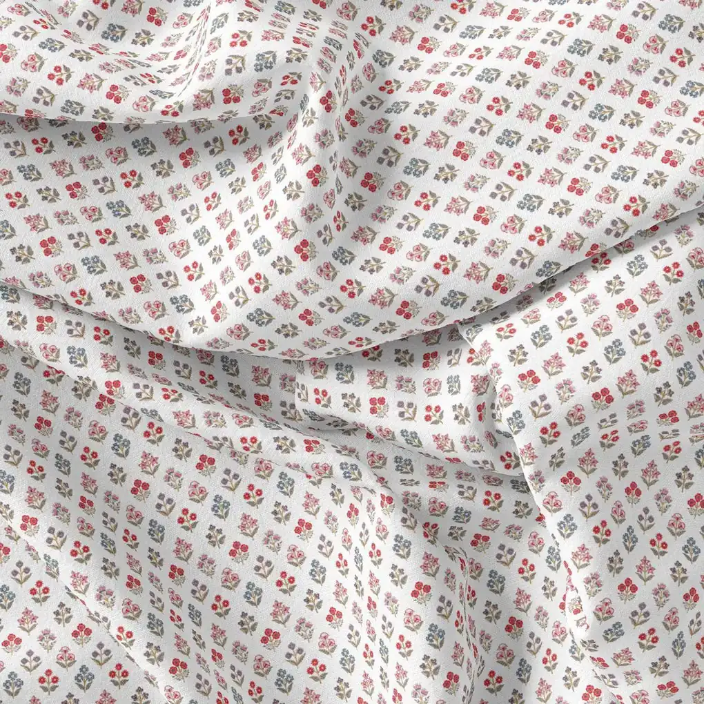 White Floral Pashmina Printed Fabric - Image 4