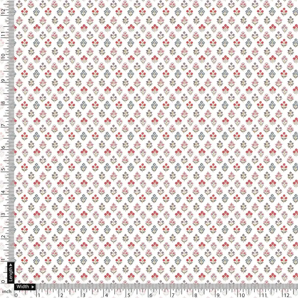 White Floral Pashmina Printed Fabric - Image 5