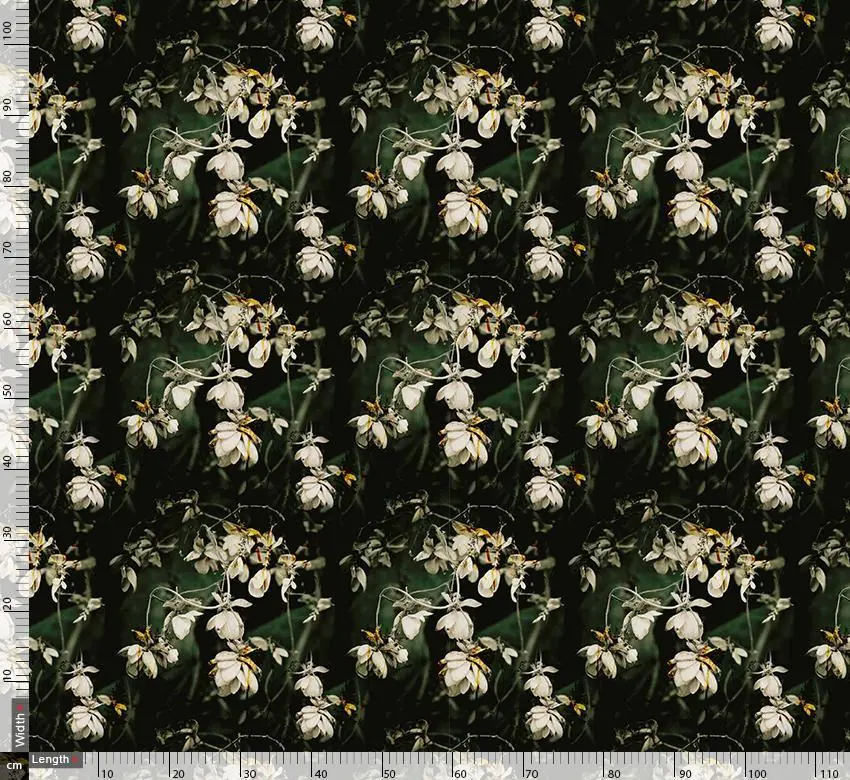 White Flower Branch Digtal Printed Fabric - Image 2