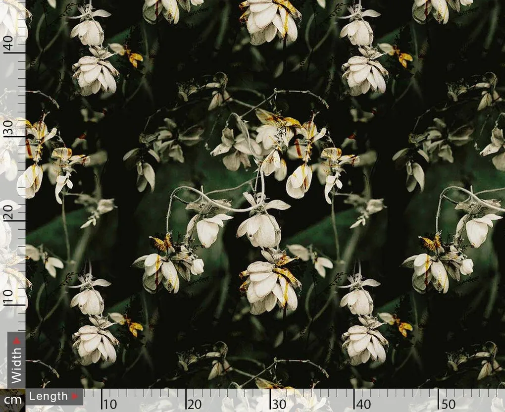 White Flower Branch Digtal Printed Fabric - Image 3