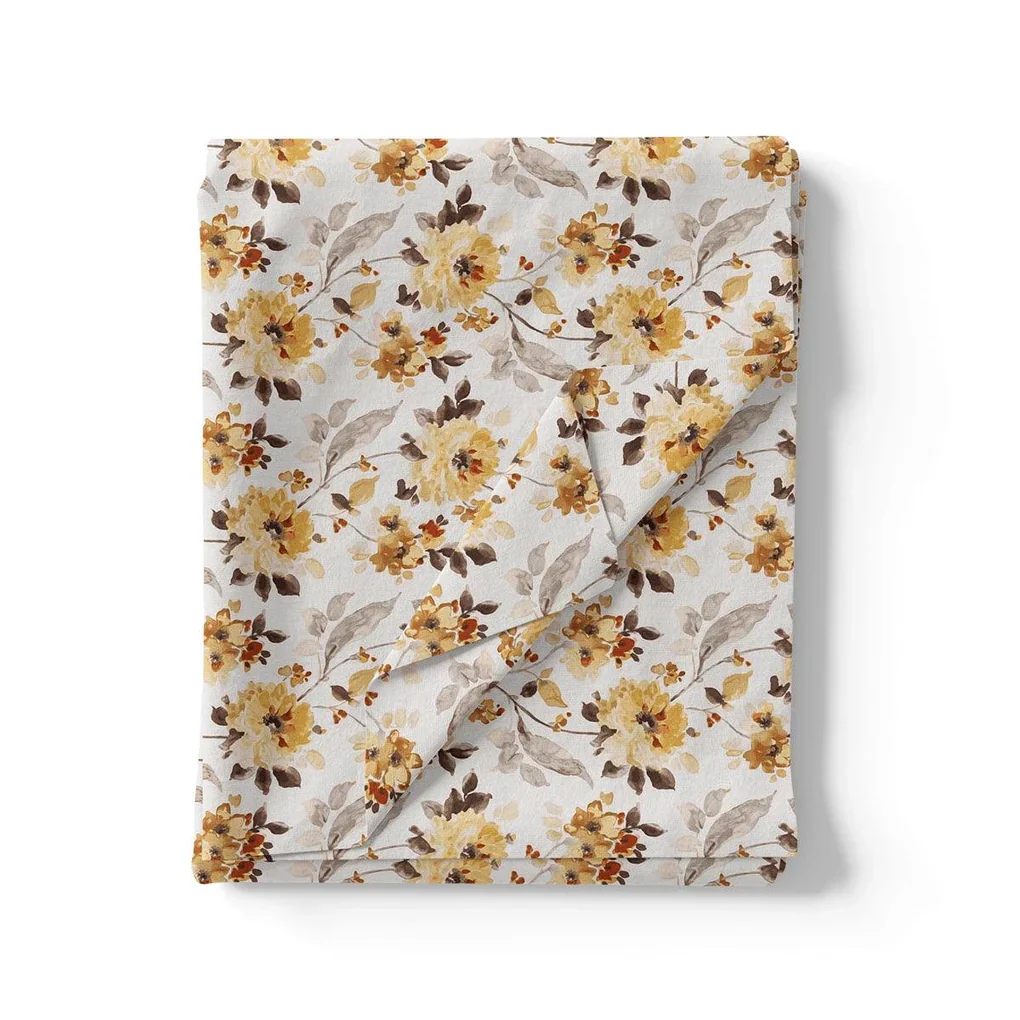 White Flower Weightless Printed Fabric - Image 3