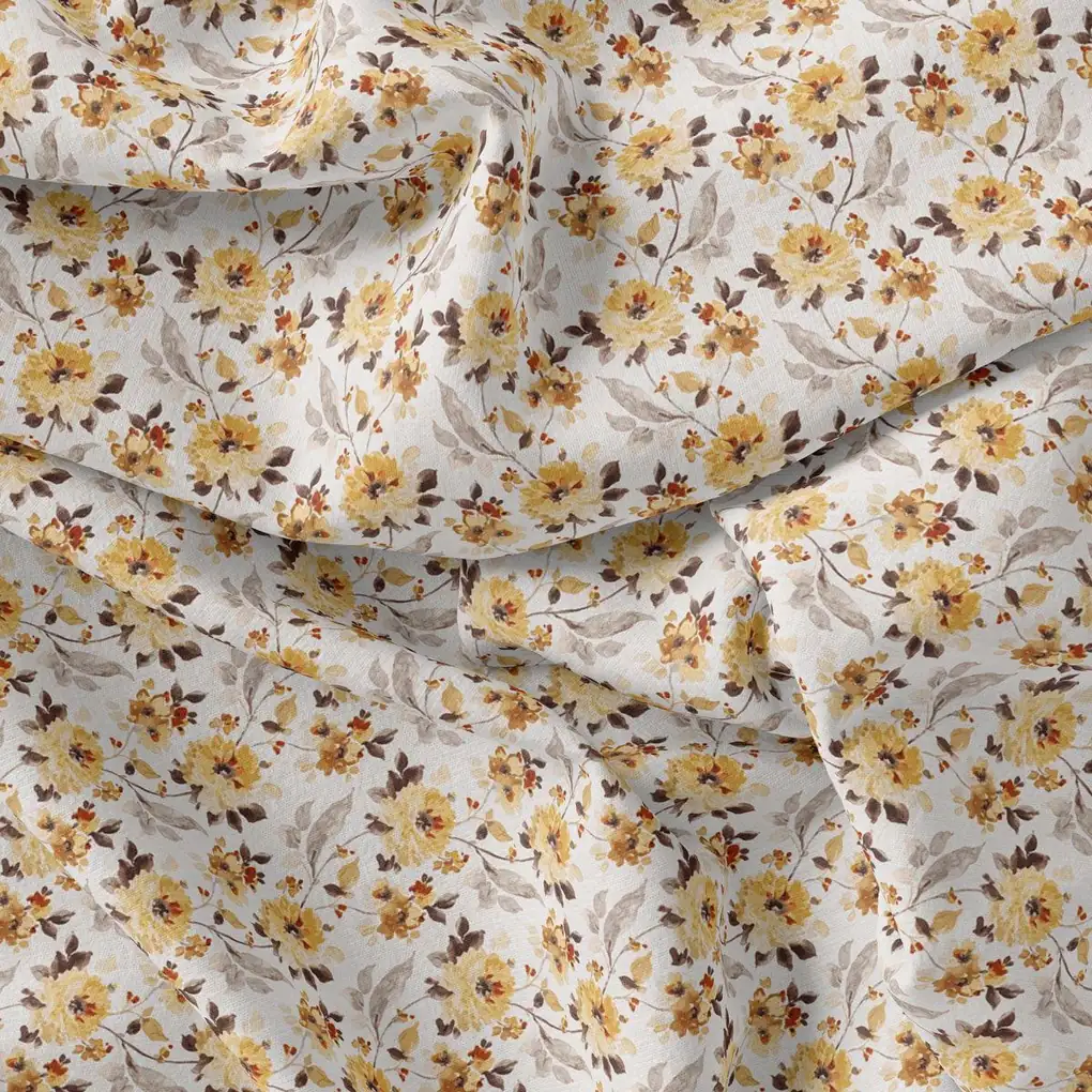 White Flower Weightless Printed Fabric - Image 4