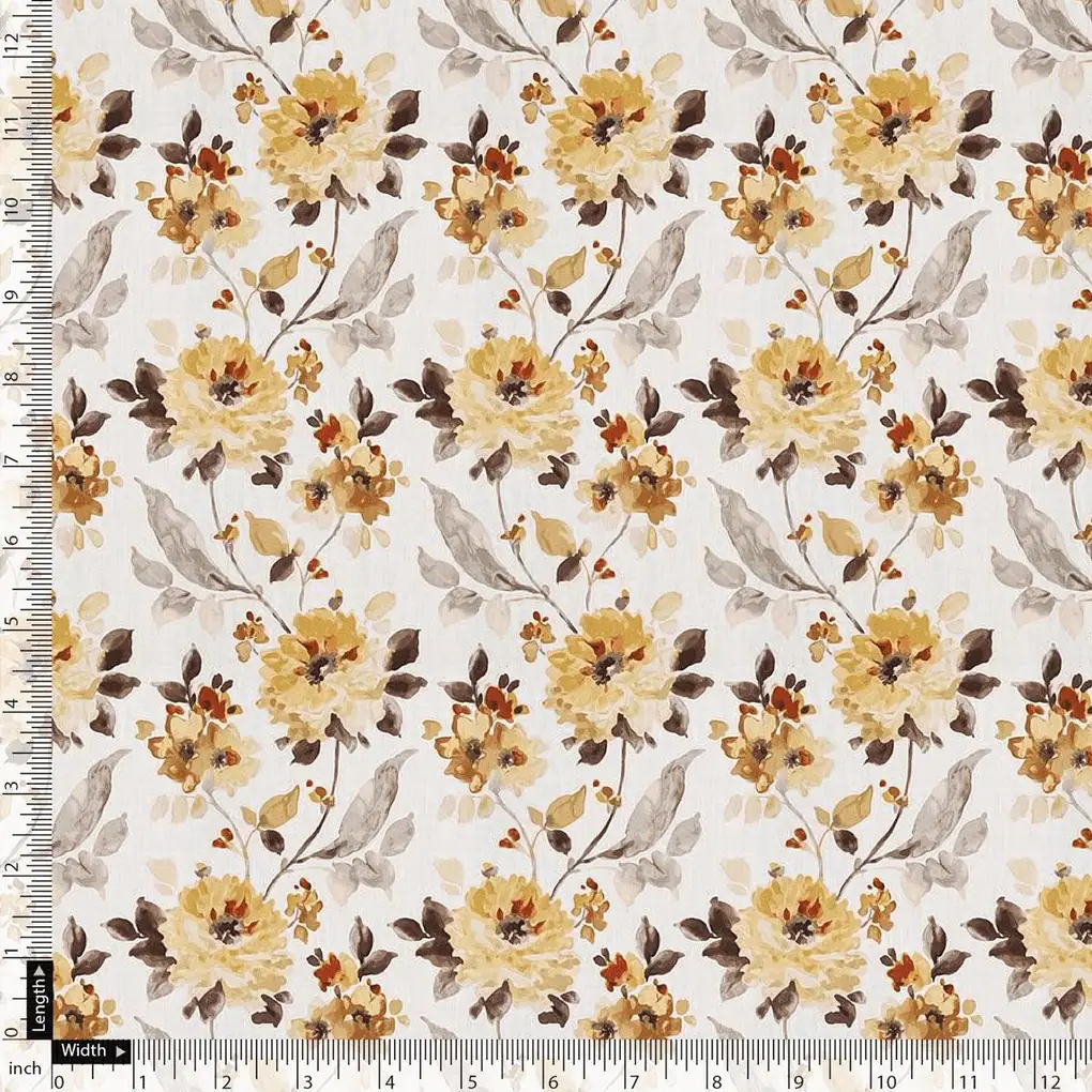 White Flower Weightless Printed Fabric - Image 5