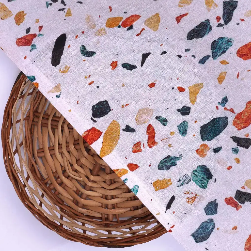 White Galay Stones Digital Printed Fabric - Pure Cotton - Image 2