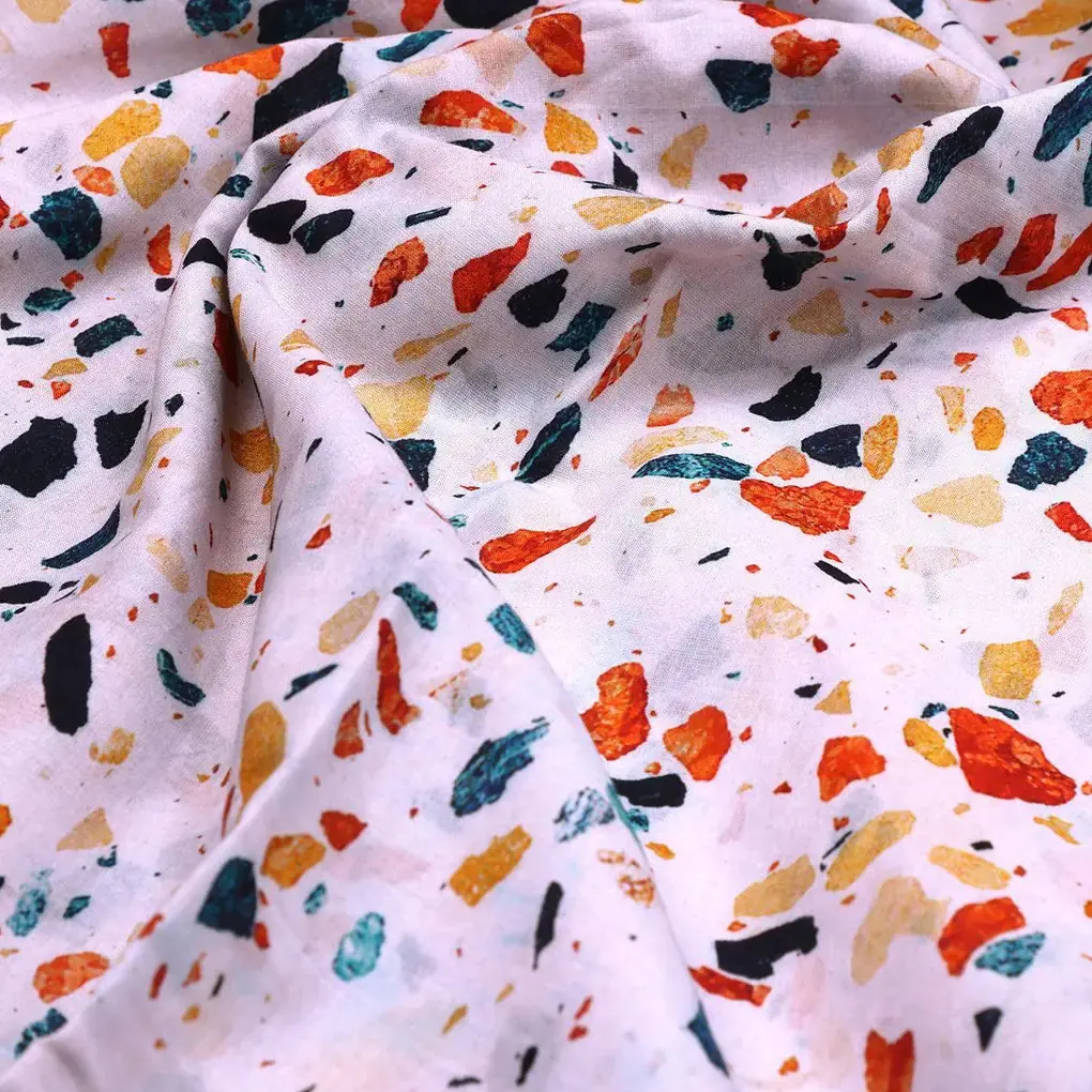White Galay Stones Digital Printed Fabric - Pure Cotton - Image 3