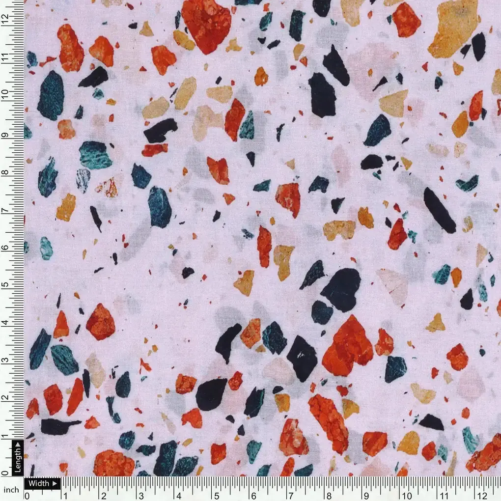 White Galay Stones Digital Printed Fabric - Pure Cotton - Image 4