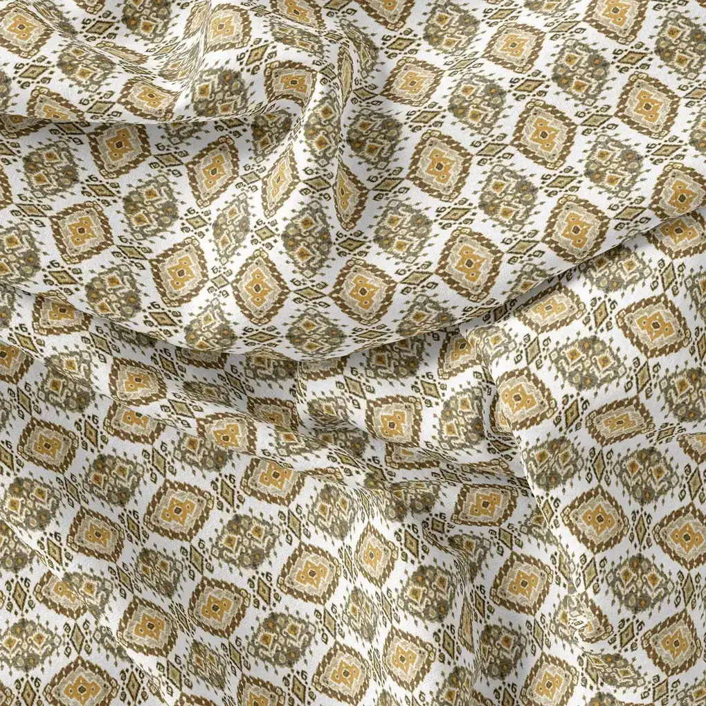 White Ikat Pashmina Printed Fabric - Image 4