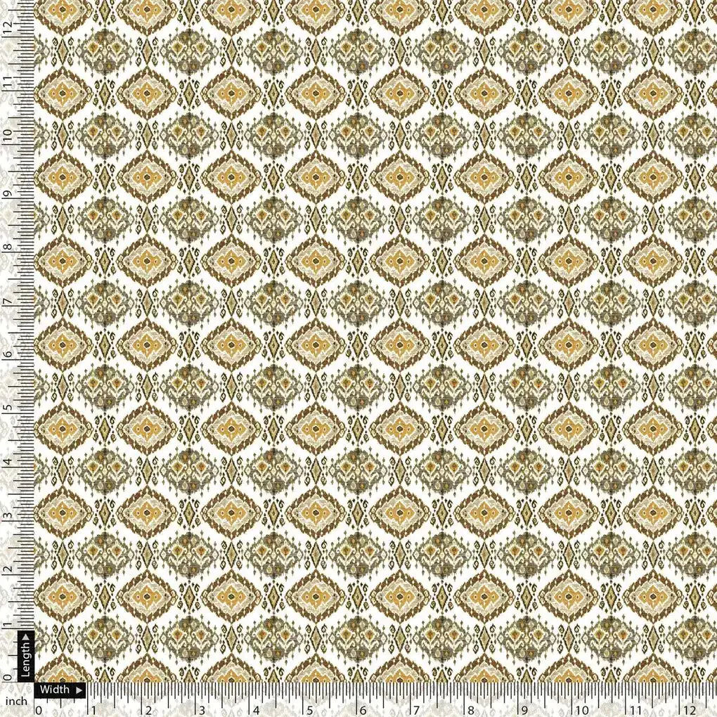White Ikat Pashmina Printed Fabric - Image 5