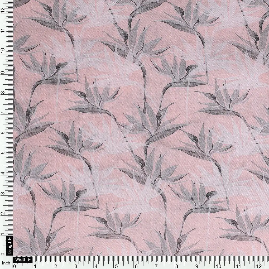 Peachpuff Leaves Pure Muslin Printed Fabric Material - Image 4