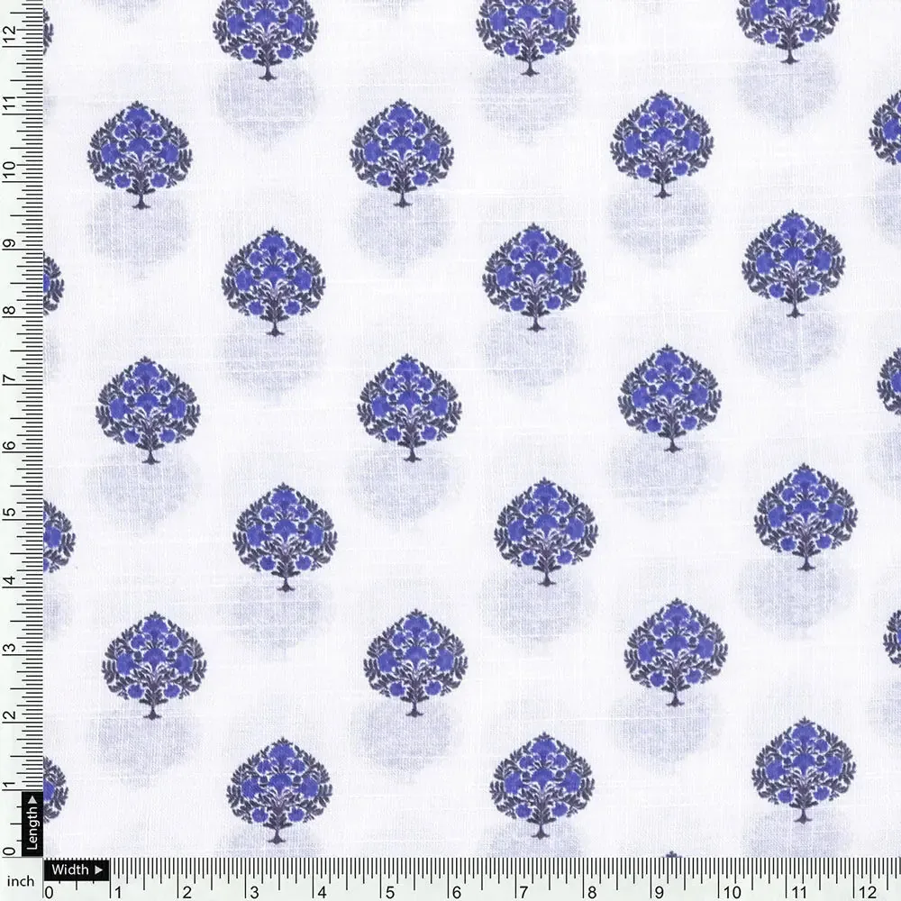 White Linen Printed Unstitched Fabric Set (5 Meter Set) - Image 4