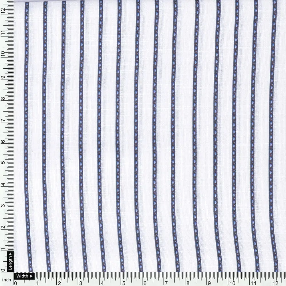White Linen Printed Unstitched Fabric Set (5 Meter Set) - Image 5