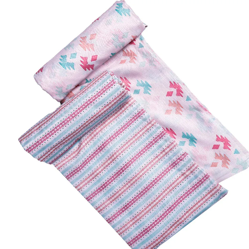 White Linen Printed Unstitched Fabric Set (5 Meter Set) - Image 4
