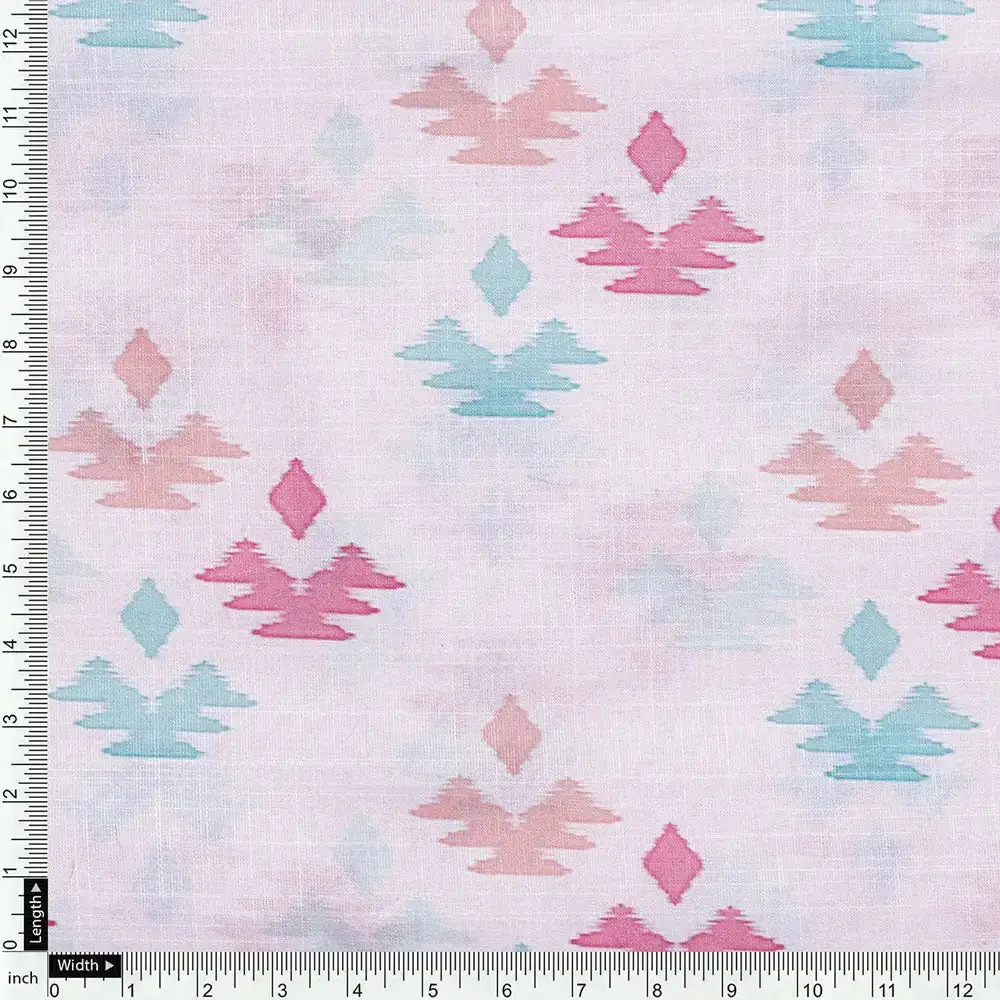 White Linen Printed Unstitched Fabric Set (5 Meter Set) - Image 5