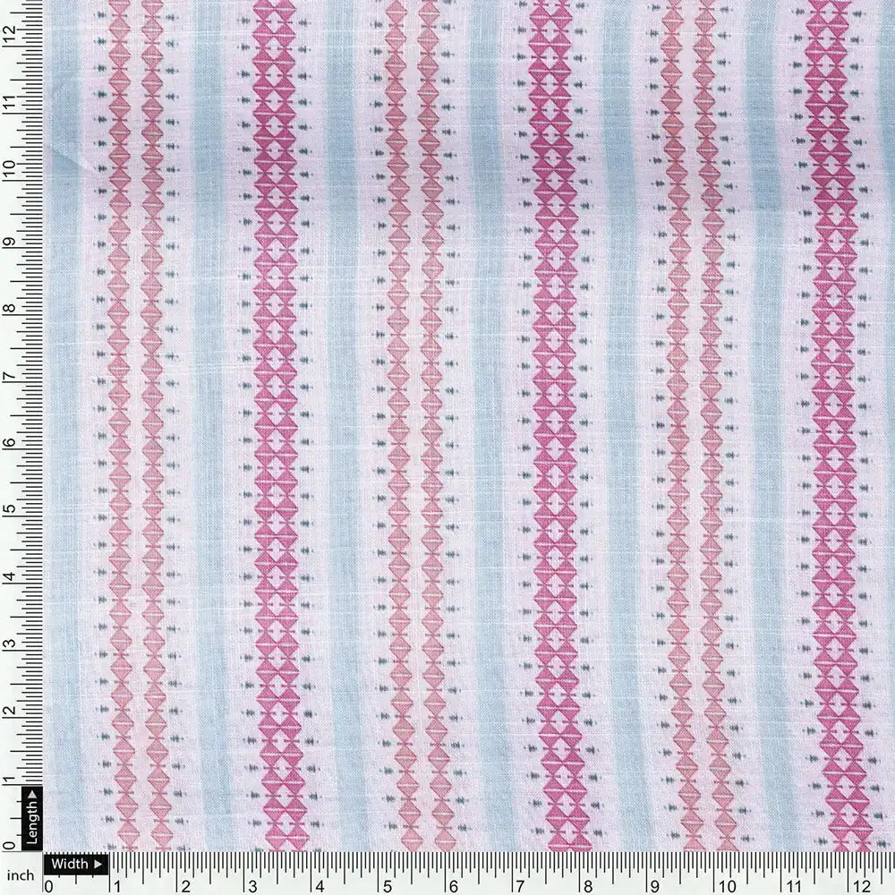 White Linen Printed Unstitched Fabric Set (5 Meter Set) - Image 6