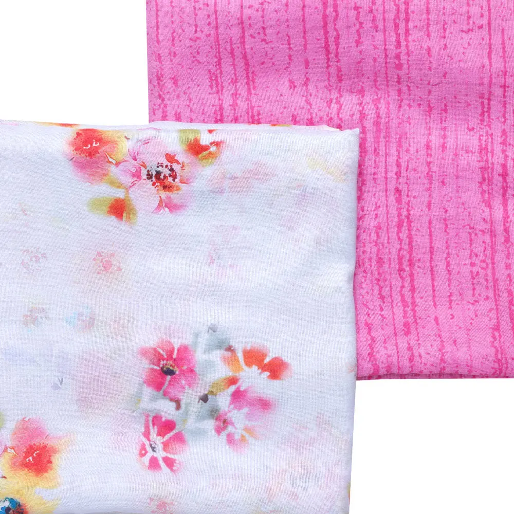 White Muslin Printed Unstitched Fabric Set (5 Meter Set) - Image 3