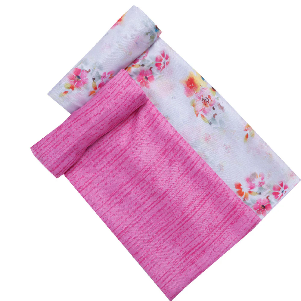 White Muslin Printed Unstitched Fabric Set (5 Meter Set) - Image 4