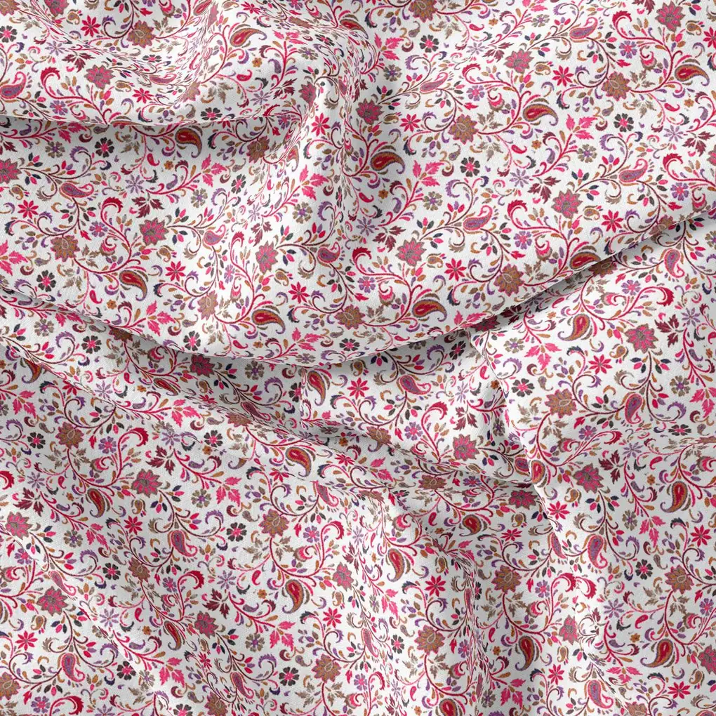 White Paisley Pashmina Printed Fabric - Image 4