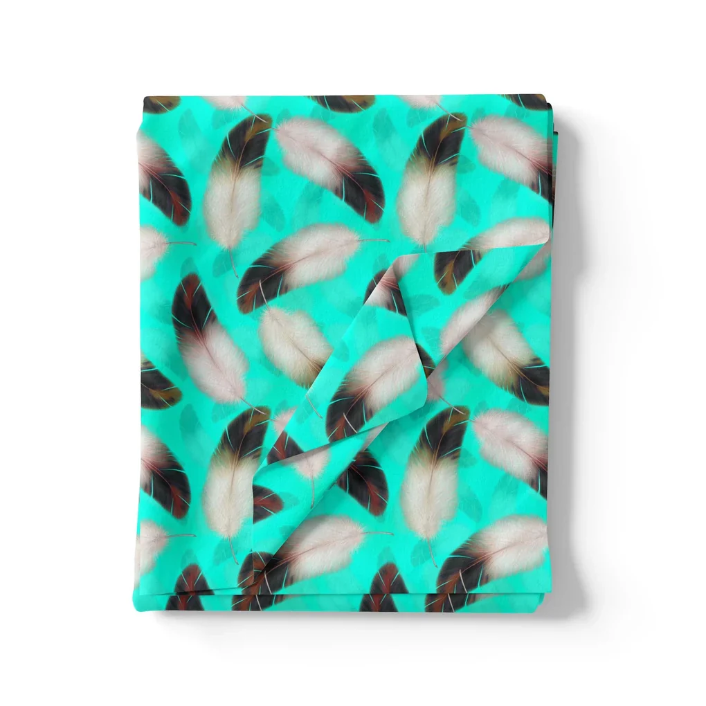 Winter Cool Ice Temple Colour Feather Digital Printed Fabric - Image 3