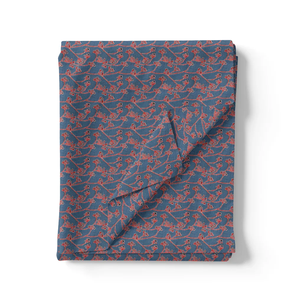 Winter Fallen Red Branches Digital Printed Fabric - Pure Cotton - Image 3
