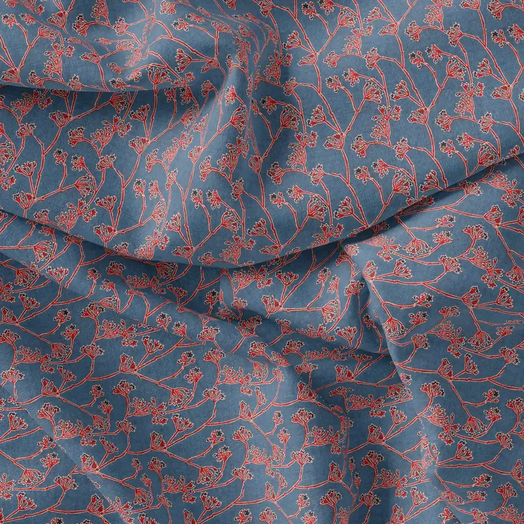 Winter Fallen Red Branches Digital Printed Fabric - Pure Cotton - Image 4