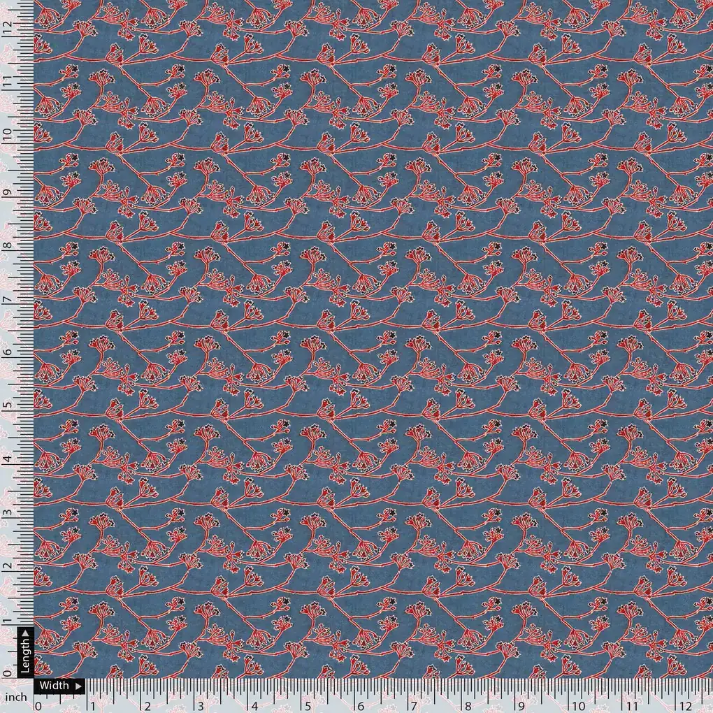 Winter Fallen Red Branches Digital Printed Fabric - Pure Cotton - Image 5