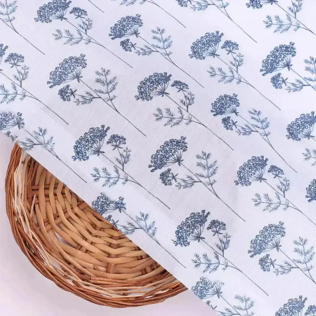 Winter Icy Flower Digital Printed Fabric  - Kora Silk - Image 2