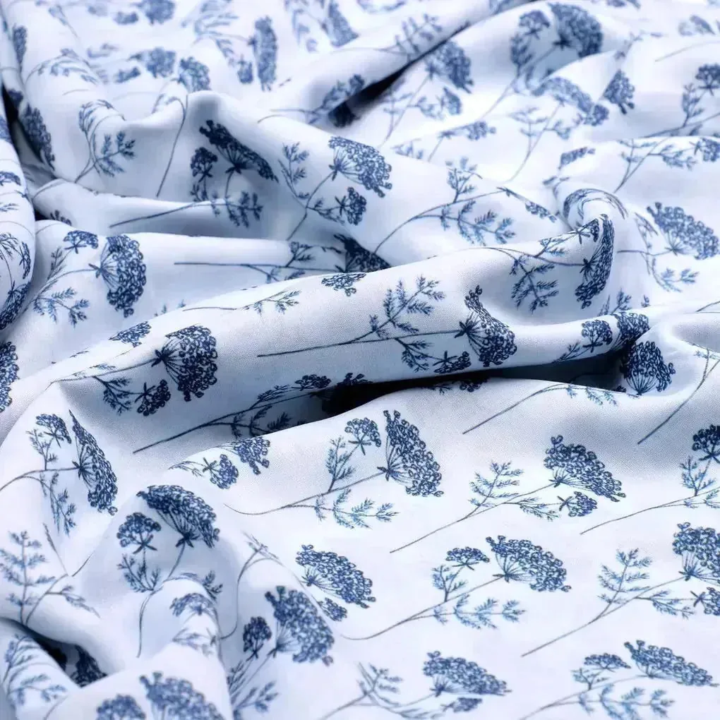 Winter Icy Flower Digital Printed Fabric  - Kora Silk - Image 3
