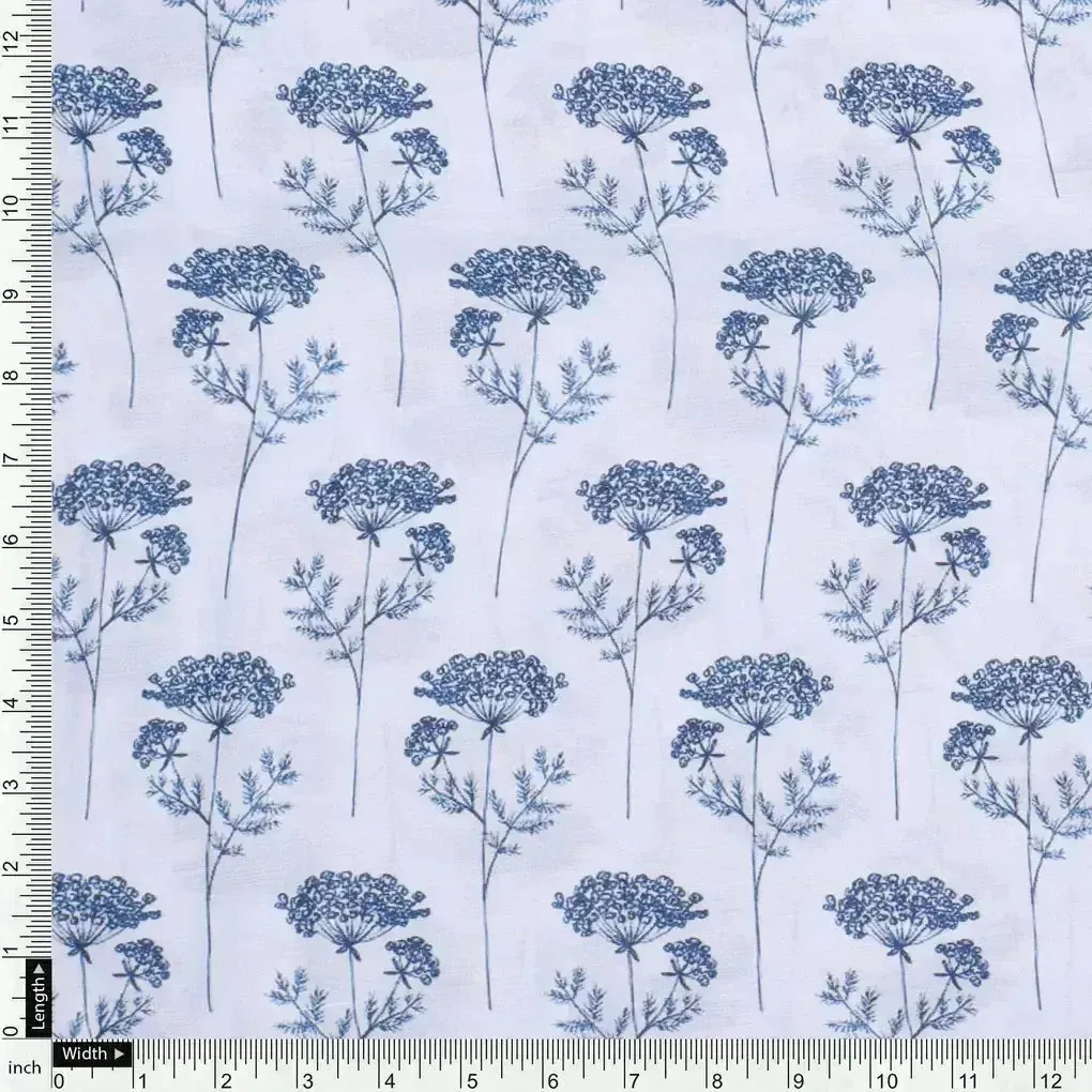 Winter Icy Flower Digital Printed Fabric  - Kora Silk - Image 4