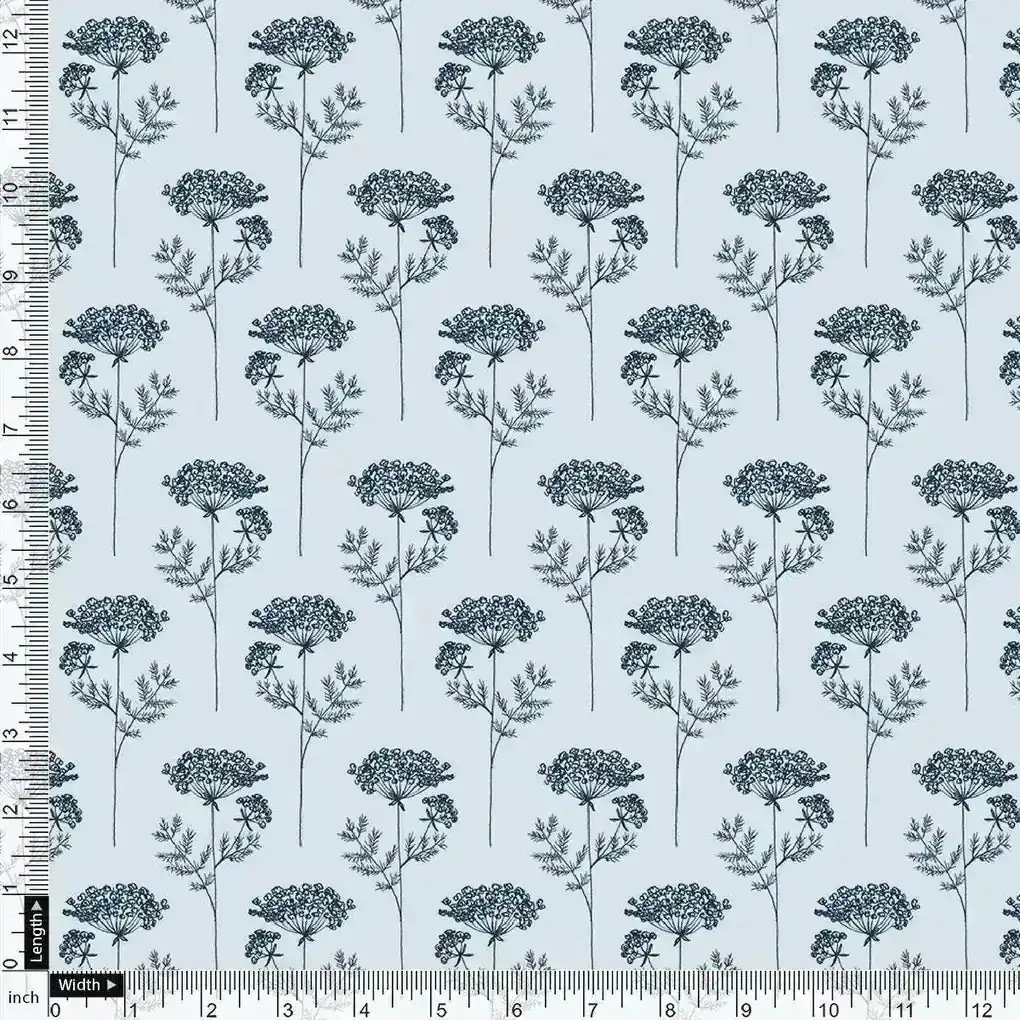Winter Icy Flower Digital Printed Fabric  - Upada Silk - Image 4