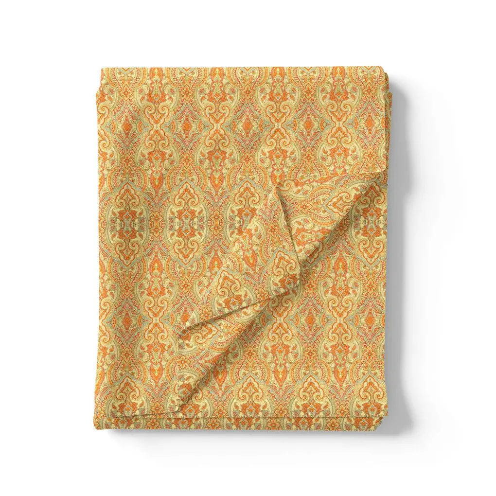 Yellow Abstract Pashmina Printed Fabric - Image 3