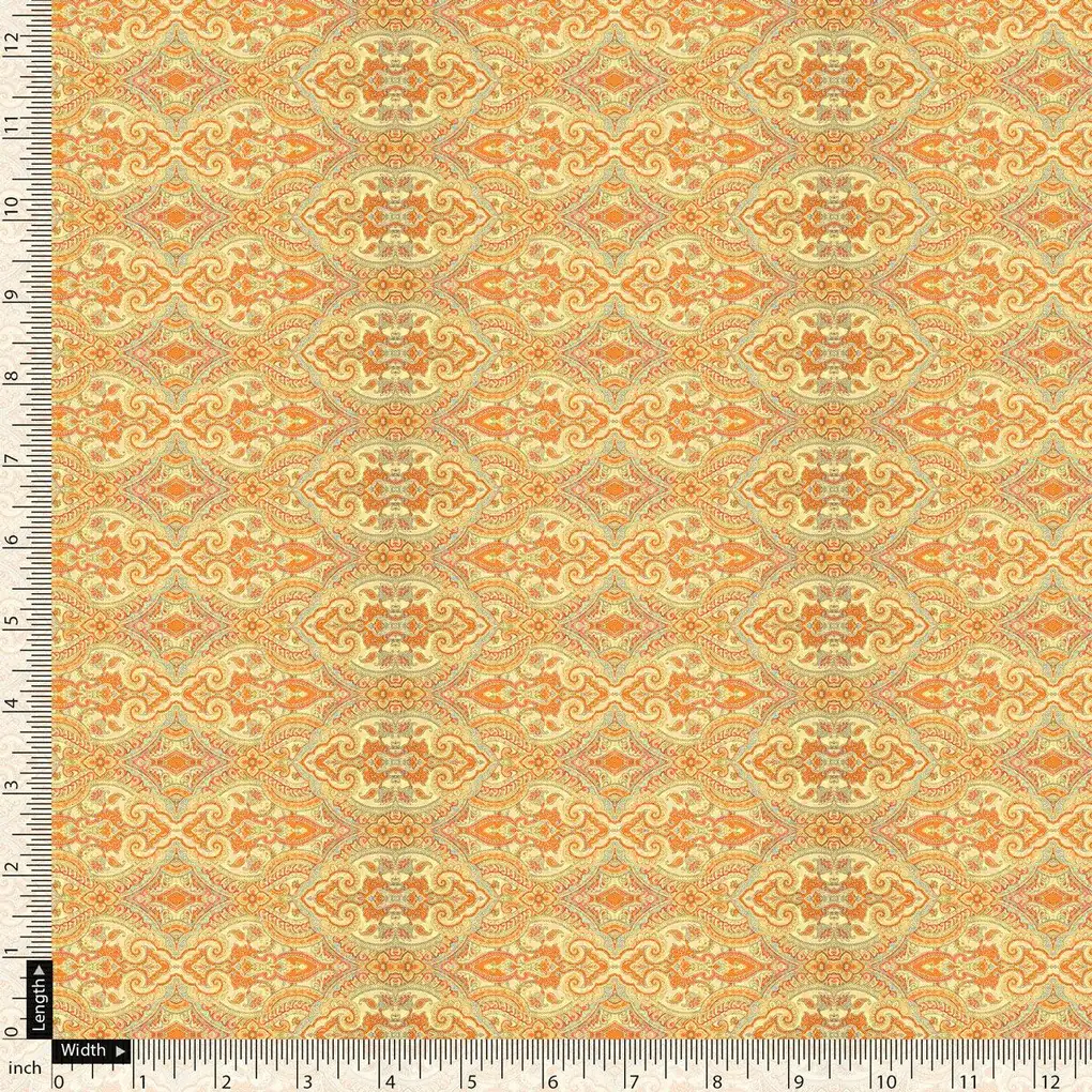 Yellow Abstract Pashmina Printed Fabric - Image 5