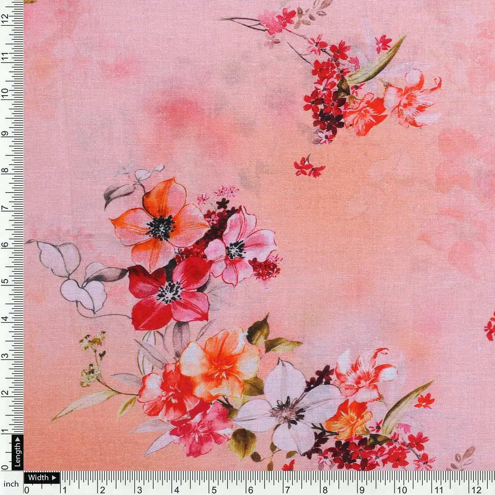 White Floral Pure Cotton Printed Fabric Material - Image 4