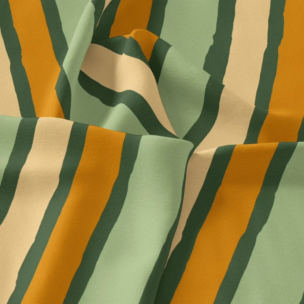 Yellow Green Stripes Digital Printed Fabric - Image 3