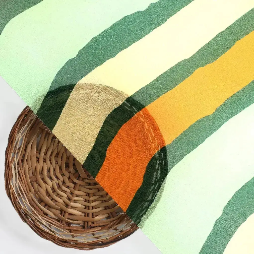 Yellow Green Stripes Digital Printed Fabric - Weightless - Image 2