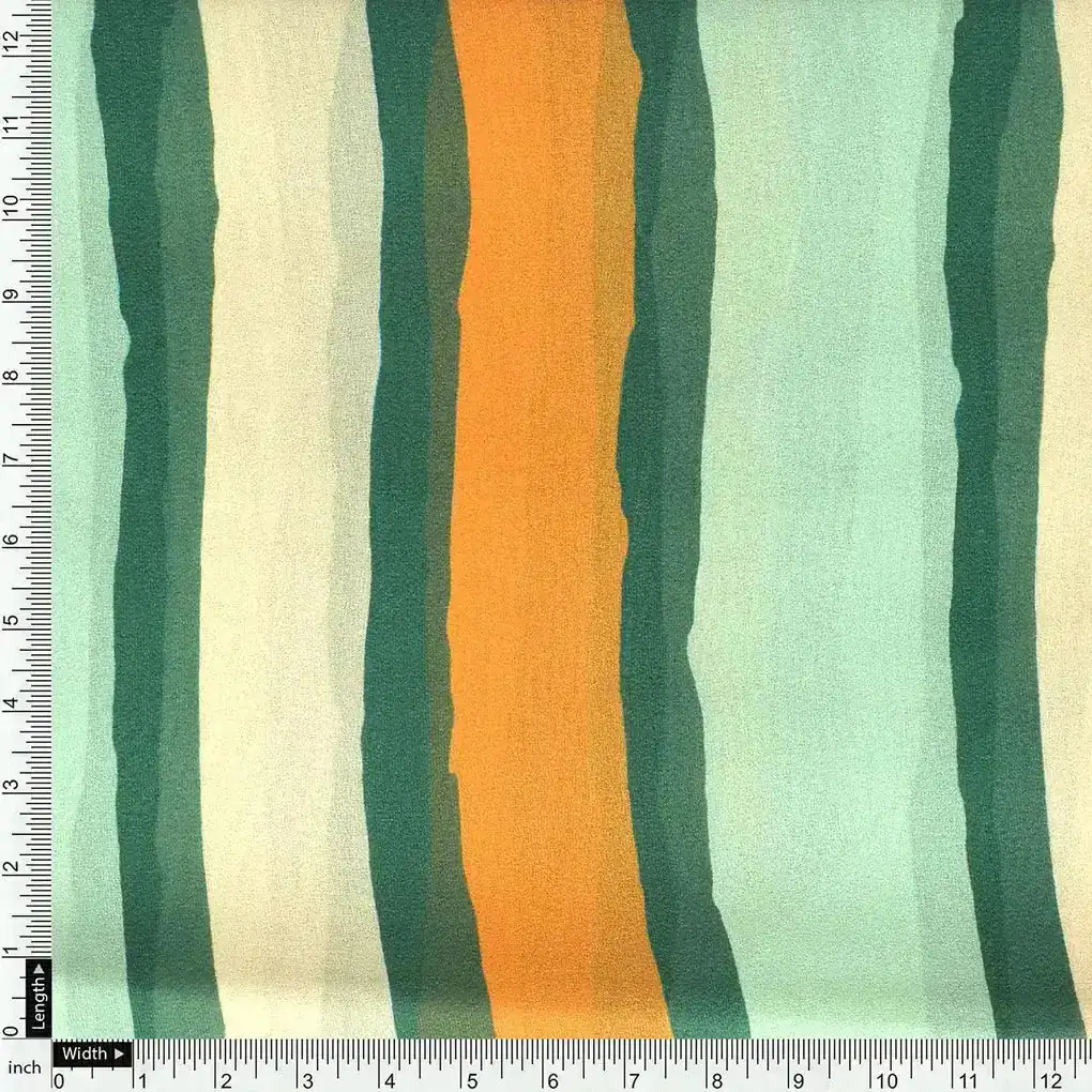 Yellow Green Stripes Digital Printed Fabric - Weightless - Image 4