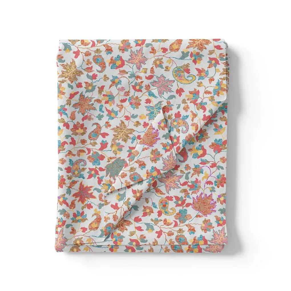 Yellow Leafs Pashmina Printed Fabric - Image 3