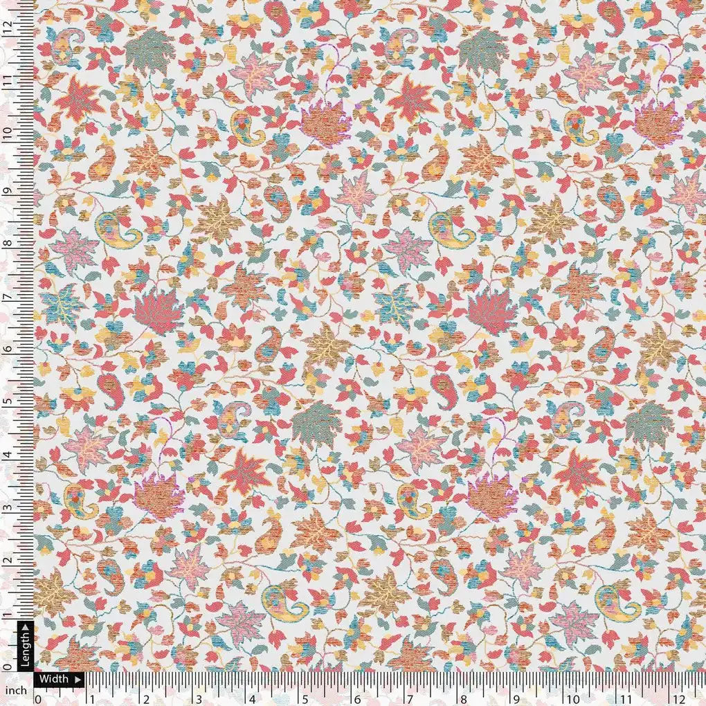 Yellow Leafs Pashmina Printed Fabric - Image 5