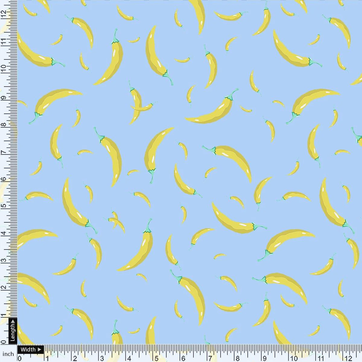 Yellow Mirchi Allover Digital Printed Fabric - Image 4