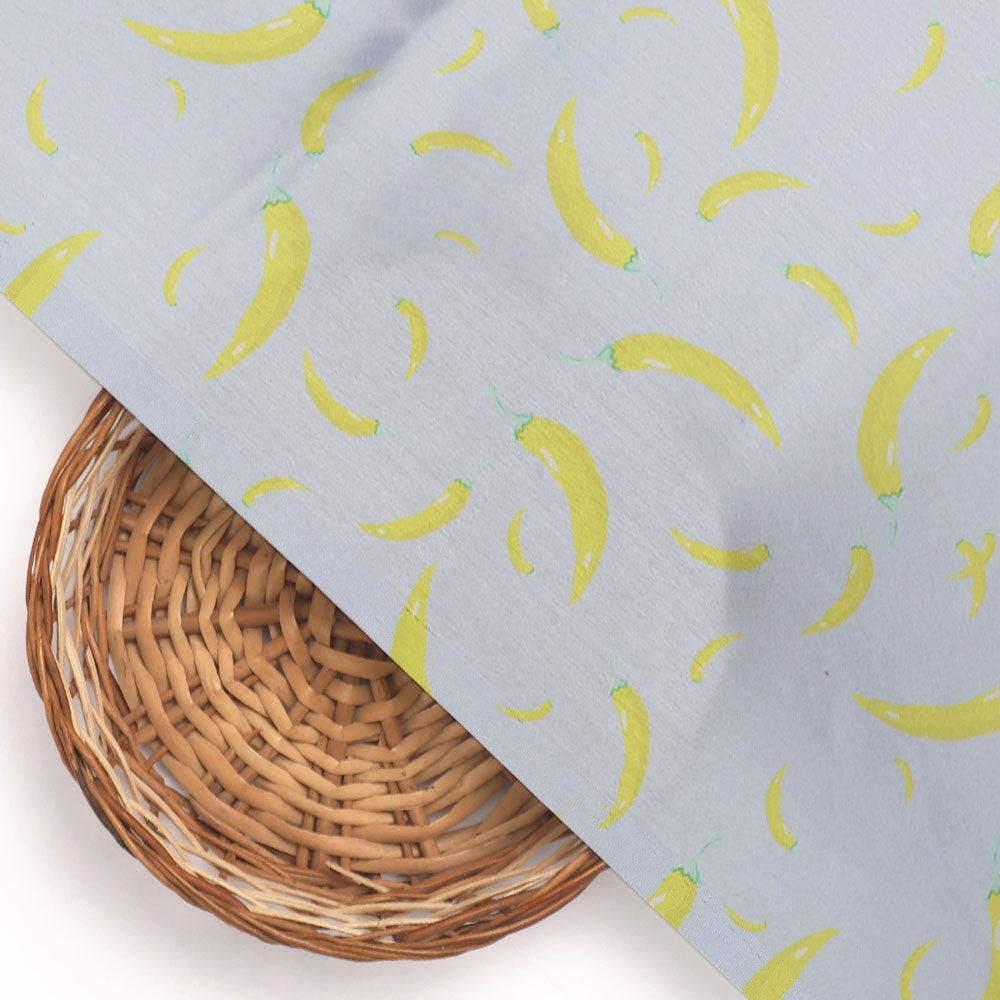 Yellow Mirchi Allover Digital Printed Fabric - Japan Satin - Image 2