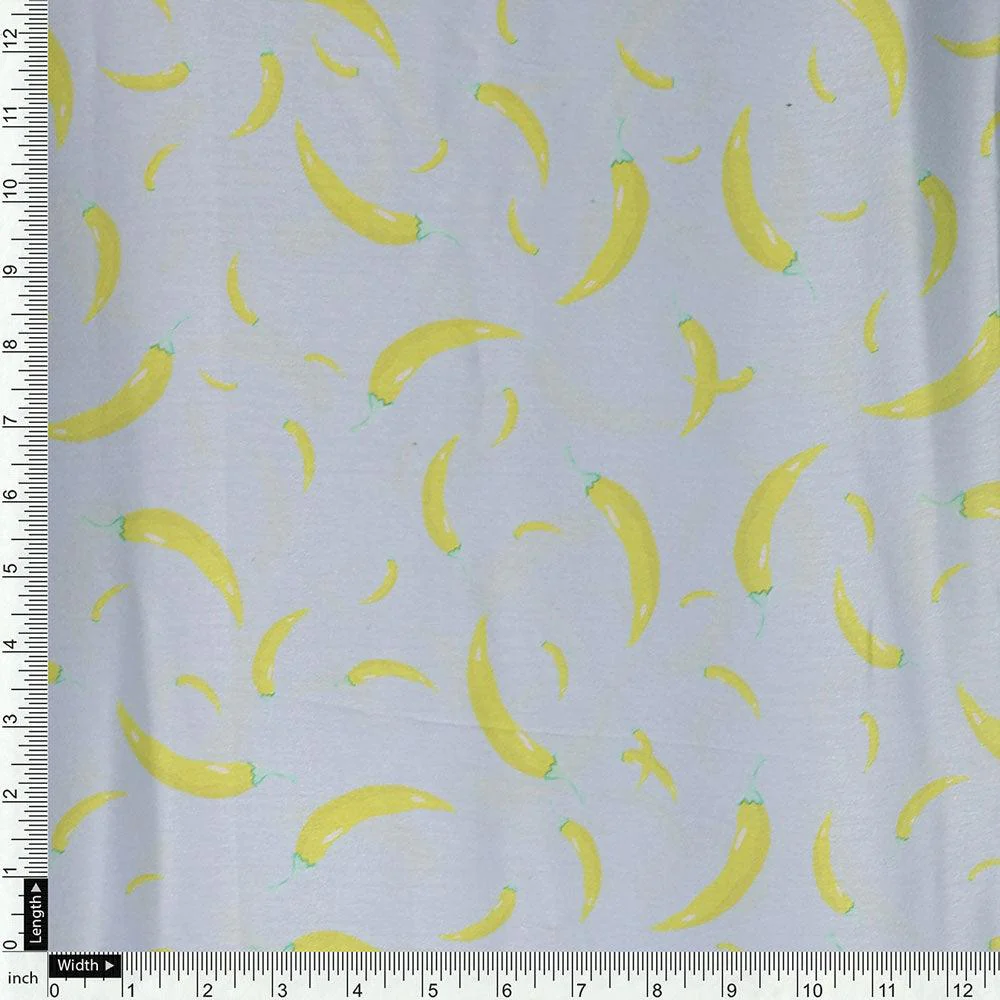 Yellow Mirchi Allover Digital Printed Fabric - Japan Satin - Image 4