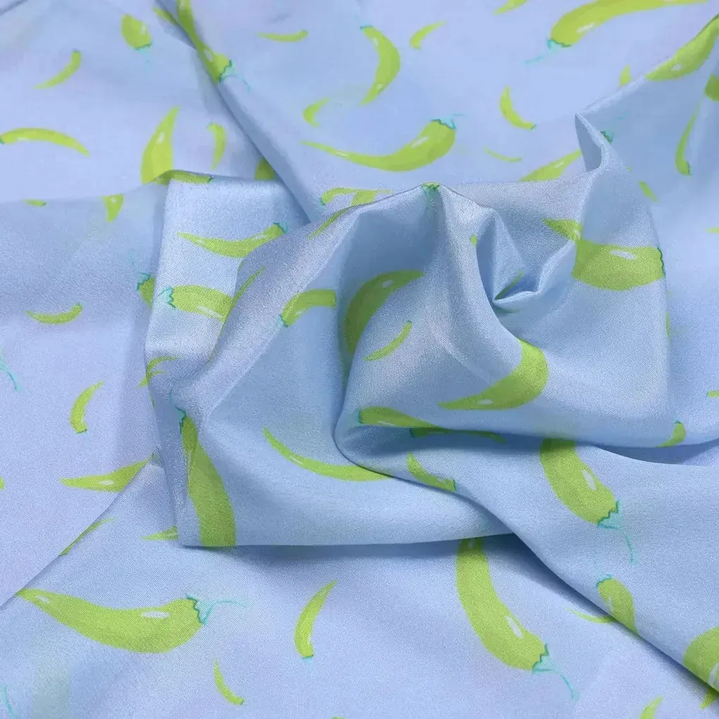 Yellow Mirchi Allover Digital Printed Fabric - Crepe - Image 3