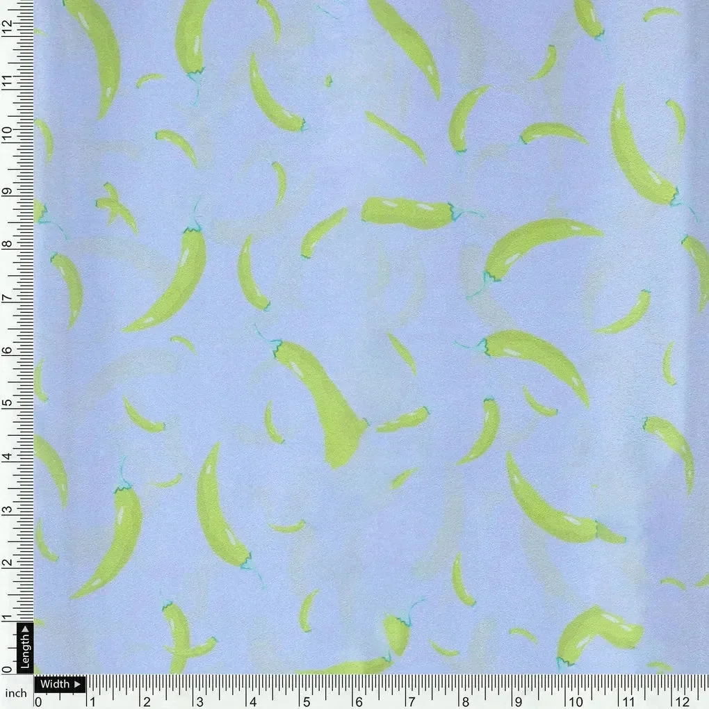 Yellow Mirchi Allover Digital Printed Fabric - Crepe - Image 4