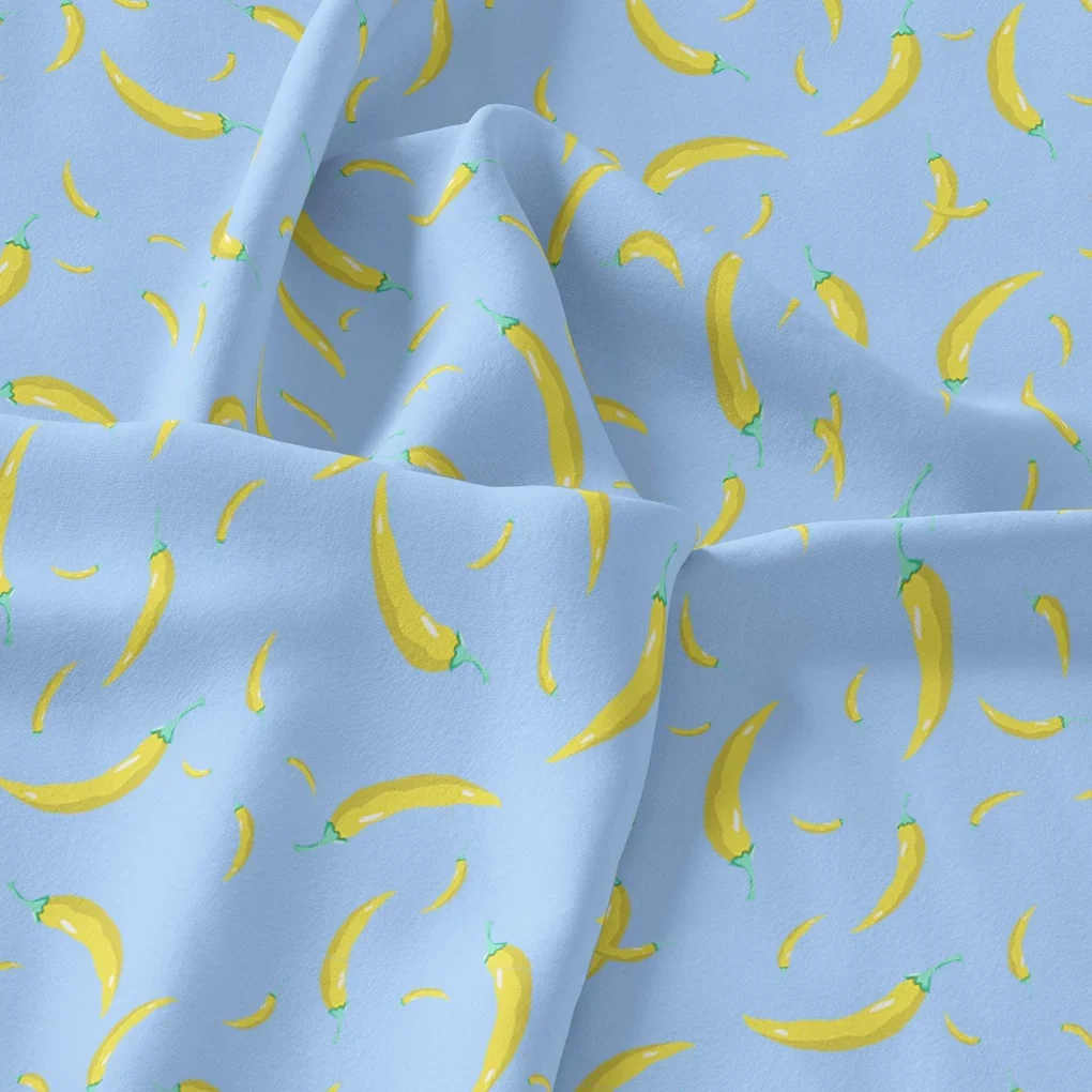 Yellow Mirchi Allover Digital Printed Fabric - Weightless - Image 3